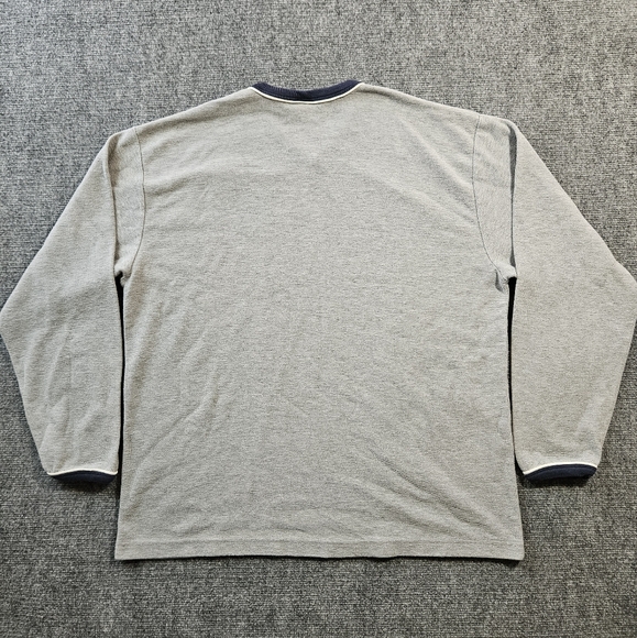 Vintage Old Navy Ringer V-Neck Thermal XL Long Sleeve Retro 90s Y2K Gray Navy - Picture 3 of 7
